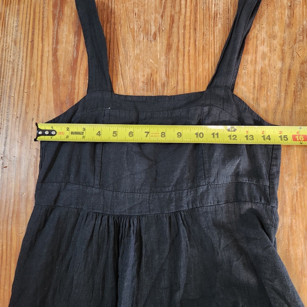 Francesca Bettini Black M Linen Cotton Tie Back Strappy Midi Dress Pockets Italy - Picture 5 of 12